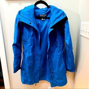 COLUMBIA OMNI-TECH WOMEN'S WATERPROOF RAIN JACKET BLUE SIZE S